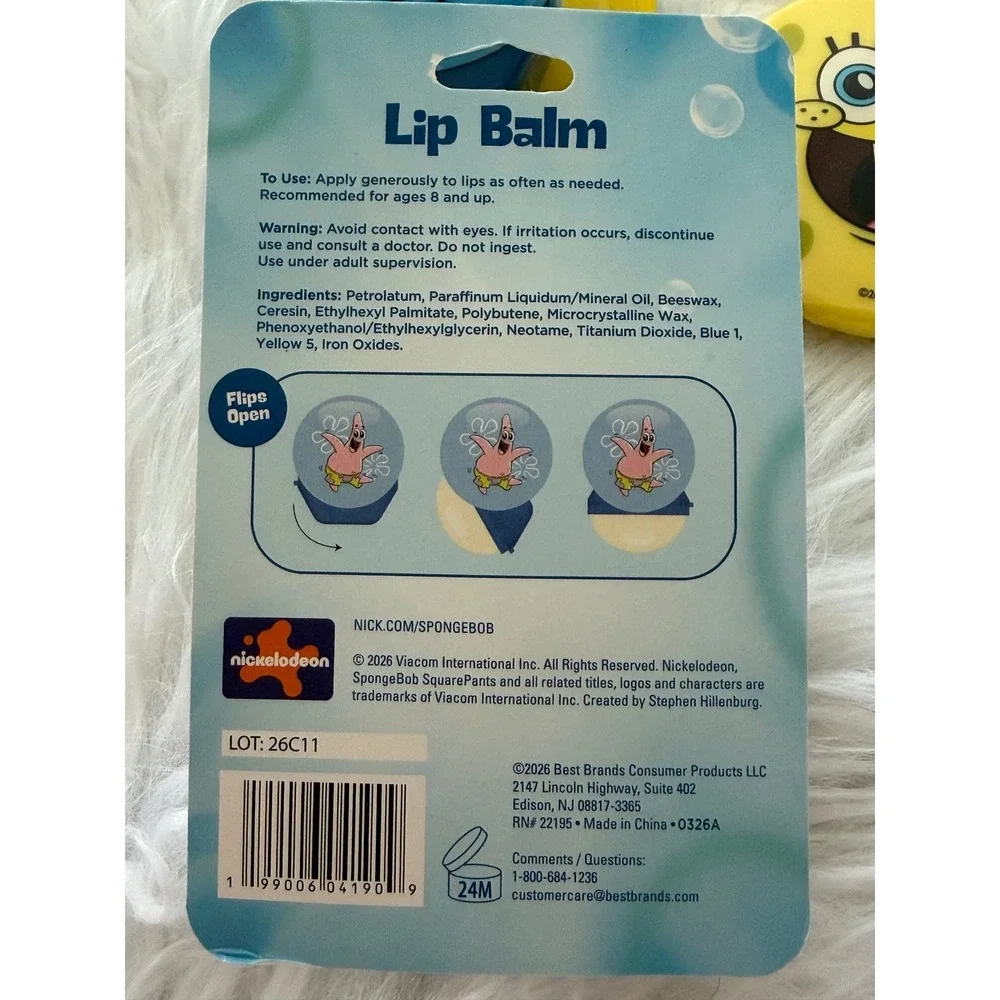 SpongeBob SquarePants Lip Balm and Compact Mirror Set Nickelodeon 3 Piece Lot